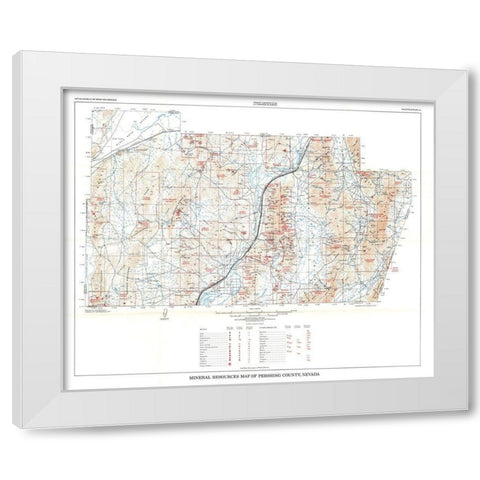 Pershing County Minerals Nevada Mines White Modern Wood Framed Art Print by Johnson