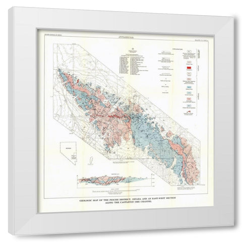 Pioche District Castleton Ore Channel NV Mines White Modern Wood Framed Art Print by USGS