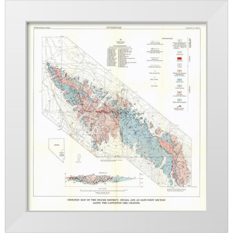 Pioche District Castleton Ore Channel NV Mines White Modern Wood Framed Art Print by USGS