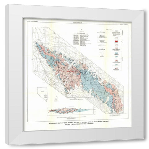 Pioche District Castleton Ore Channel NV Mines White Modern Wood Framed Art Print by USGS