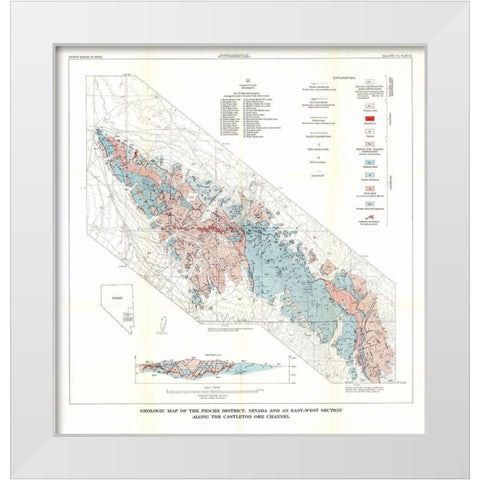 Pioche District Castleton Ore Channel NV Mines White Modern Wood Framed Art Print by USGS