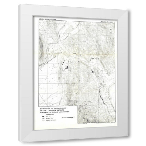 Lake Pyramid Calcium Nevada Mines - USGS 1966 White Modern Wood Framed Art Print by USGS