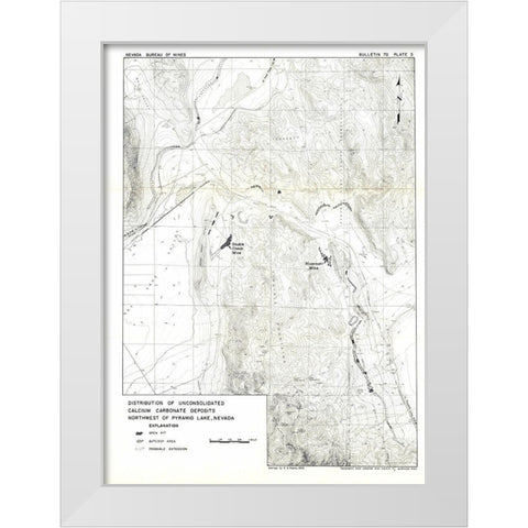 Lake Pyramid Calcium Nevada Mines - USGS 1966 White Modern Wood Framed Art Print by USGS