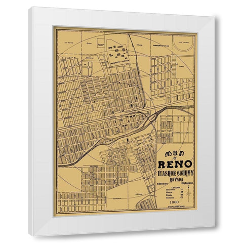 Reno Nevada Landowner - Stewart 1900 White Modern Wood Framed Art Print by Stewart