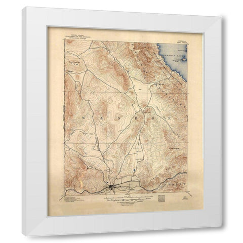 Reno Nevada Sheet - USGS 1893 White Modern Wood Framed Art Print by USGS