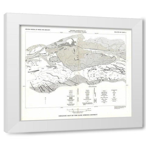 Sand Springs District Nevada Mines - USGS 1951 White Modern Wood Framed Art Print by USGS