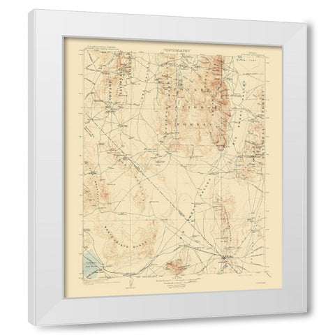 Tonopah Nevada Quad - USGS 1908 White Modern Wood Framed Art Print by USGS