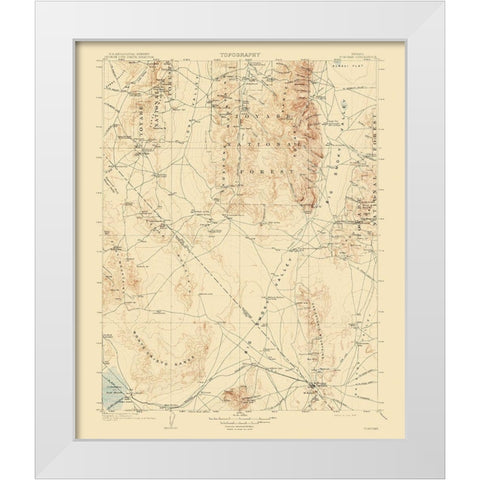 Tonopah Nevada Quad - USGS 1908 White Modern Wood Framed Art Print by USGS