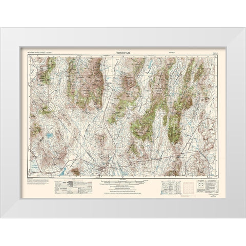 Tonopah Nevada Quad - USGS 1956 White Modern Wood Framed Art Print by USGS