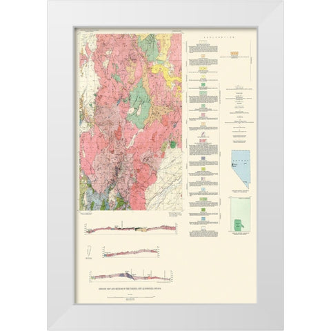 Virginia City Nevada Quad - USGS 1952 White Modern Wood Framed Art Print by USGS