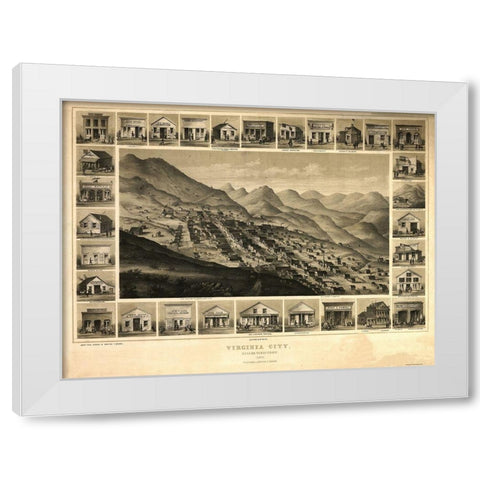 Virginia City Nevada - Kuchel 1861 White Modern Wood Framed Art Print by Kuchel