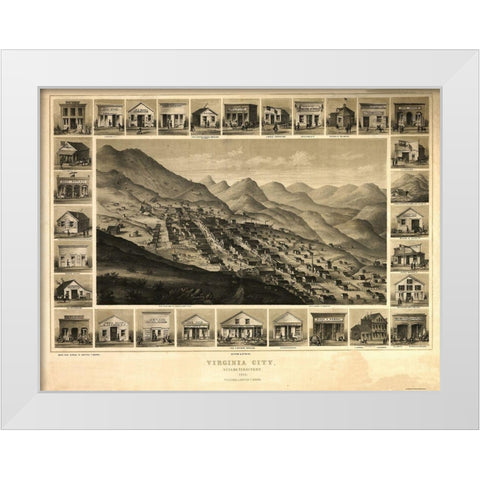 Virginia City Nevada - Kuchel 1861 White Modern Wood Framed Art Print by Kuchel