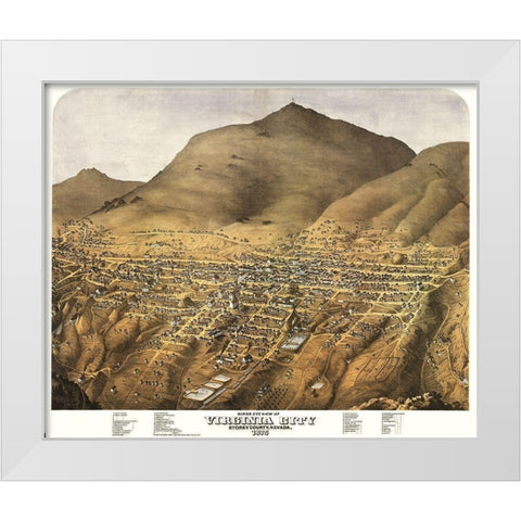 Virginia City Nevada - Koch 1875 White Modern Wood Framed Art Print by Koch