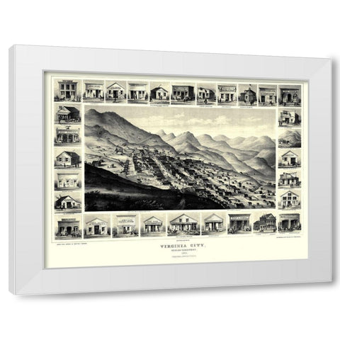 Virginia City Nevada - Brown 1861 White Modern Wood Framed Art Print by Brown