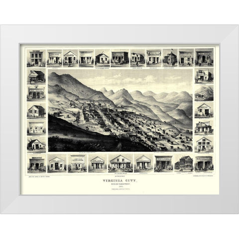 Virginia City Nevada - Brown 1861 White Modern Wood Framed Art Print by Brown