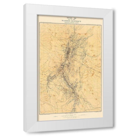 Washoe Mining District Claims Nevada - Hoffman White Modern Wood Framed Art Print by Hoffman