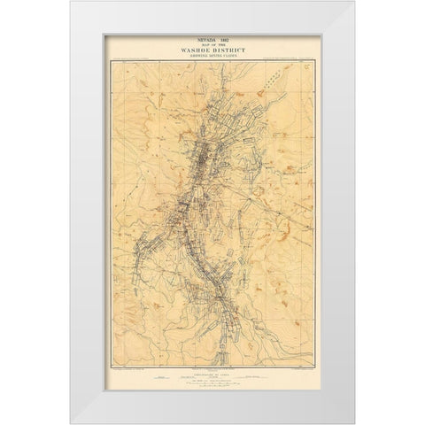 Washoe Mining District Claims Nevada - Hoffman White Modern Wood Framed Art Print by Hoffman