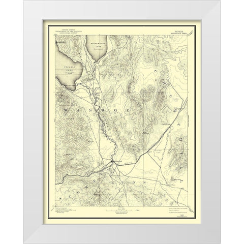 Wadsworth Nevada Sheet - USGS 1894 White Modern Wood Framed Art Print by USGS