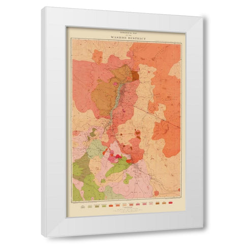 Washoe District Nevada - Becker 1882 White Modern Wood Framed Art Print by Becker