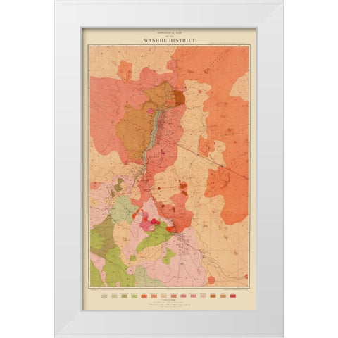 Washoe District Nevada - Becker 1882 White Modern Wood Framed Art Print by Becker