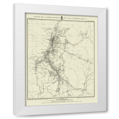 Washoe District showing Comstock Lode Nevada White Modern Wood Framed Art Print by USGS