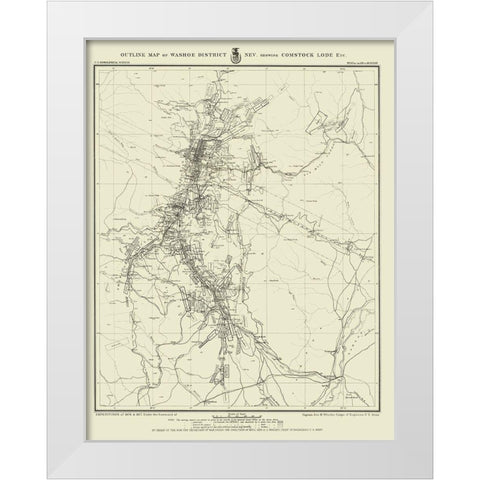 Washoe District showing Comstock Lode Nevada White Modern Wood Framed Art Print by USGS