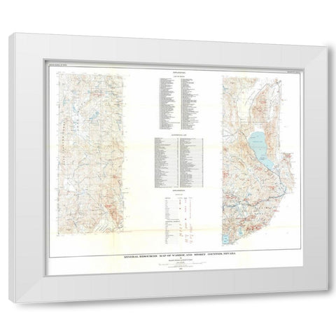Washoe Storey Counties Mineral NV Mines White Modern Wood Framed Art Print by Bonham