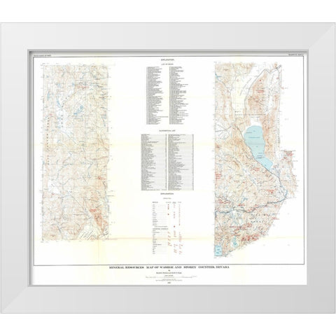 Washoe Storey Counties Mineral NV Mines White Modern Wood Framed Art Print by Bonham