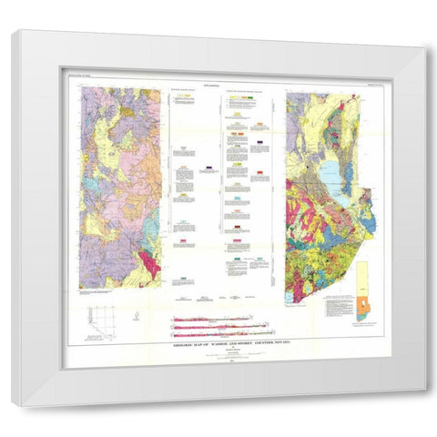 Washoe Storey Counties Nevada Mines - Bonham 1969 White Modern Wood Framed Art Print by Bonham