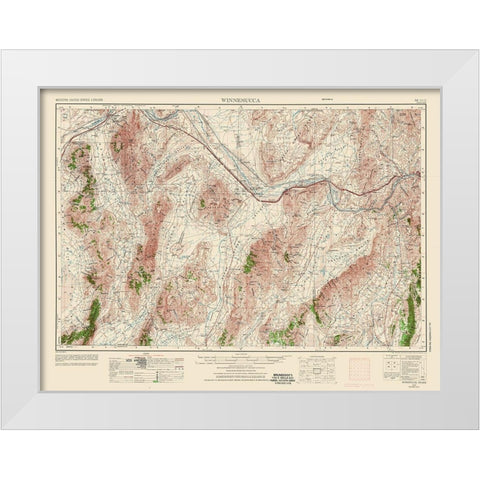 Winnemucca Nevada Quad - USGS 1955 White Modern Wood Framed Art Print by USGS