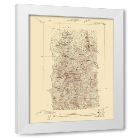Eureka Mining District Nevada Sheet - USGS 1927 White Modern Wood Framed Art Print by USGS