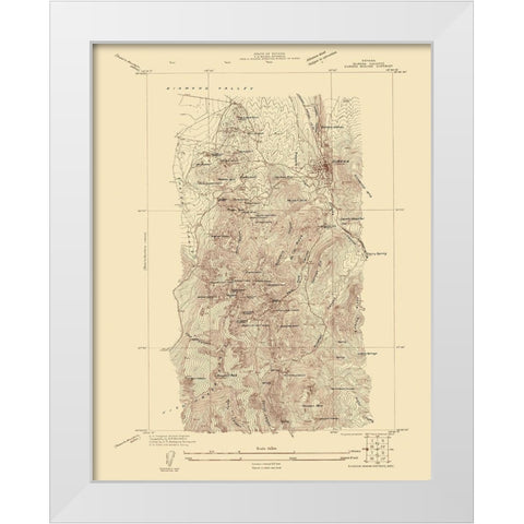 Eureka Mining District Nevada Sheet - USGS 1927 White Modern Wood Framed Art Print by USGS