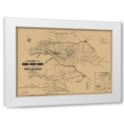 Austin Reese River Mine District Nevada White Modern Wood Framed Art Print by Allardt