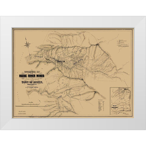 Austin Reese River Mine District Nevada White Modern Wood Framed Art Print by Allardt