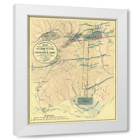 Sultro Tunnel Comstock Lode Nevada - Hoffmann 1866 White Modern Wood Framed Art Print by Hoffmann