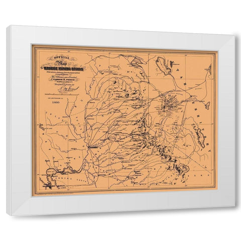 Washoe Mining Region California - Pierce 1860 White Modern Wood Framed Art Print by Pierce