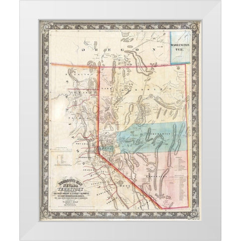 Nevada - Rand McNally 1897 White Modern Wood Framed Art Print by Rand McNally