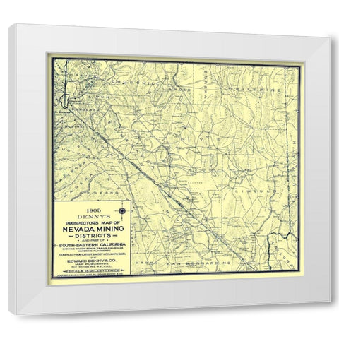 Prospectors Mining District Nevada - Denny 1905 White Modern Wood Framed Art Print by Denny