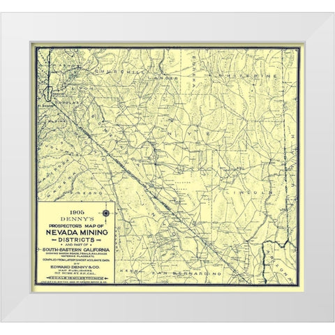 Prospectors Mining District Nevada - Denny 1905 White Modern Wood Framed Art Print by Denny