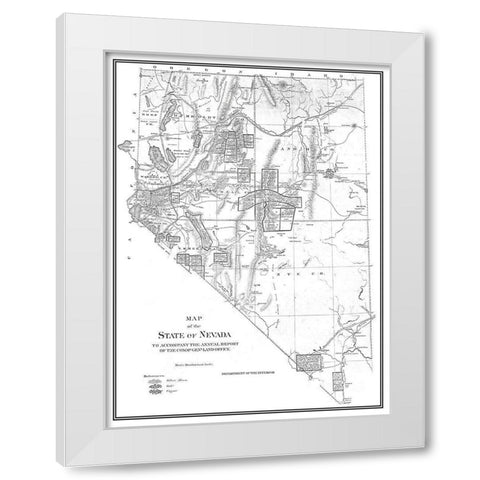 Nevada - Dept of Interior 1866 White Modern Wood Framed Art Print by DOI