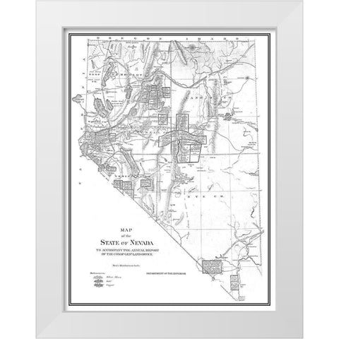 Nevada - Dept of Interior 1866 White Modern Wood Framed Art Print by DOI