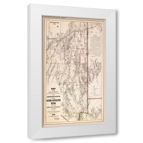Nevada Southern Nevada - Hamel 1869 White Modern Wood Framed Art Print by Hamel