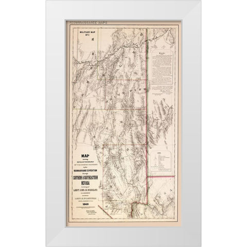 Nevada Southern Nevada - Hamel 1869 White Modern Wood Framed Art Print by Hamel