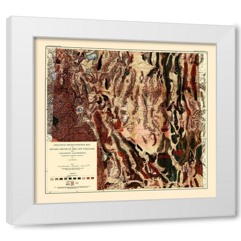 Nevada S 40th Parallel Nevada - Spurr 1903 White Modern Wood Framed Art Print by Spurr