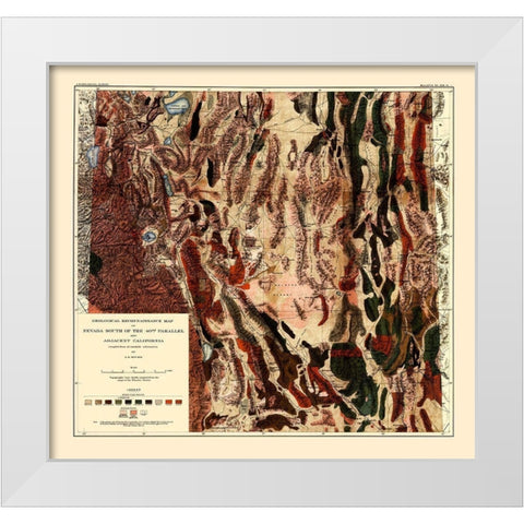 Nevada S 40th Parallel Nevada - Spurr 1903 White Modern Wood Framed Art Print by Spurr