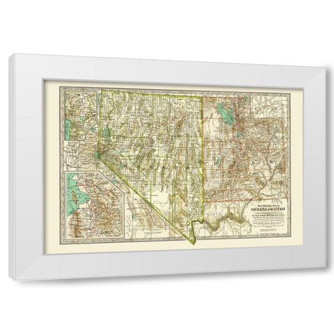 Nevada, Utah - Matthews 1807 White Modern Wood Framed Art Print by Matthews