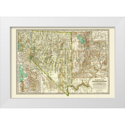 Nevada, Utah - Matthews 1807 White Modern Wood Framed Art Print by Matthews
