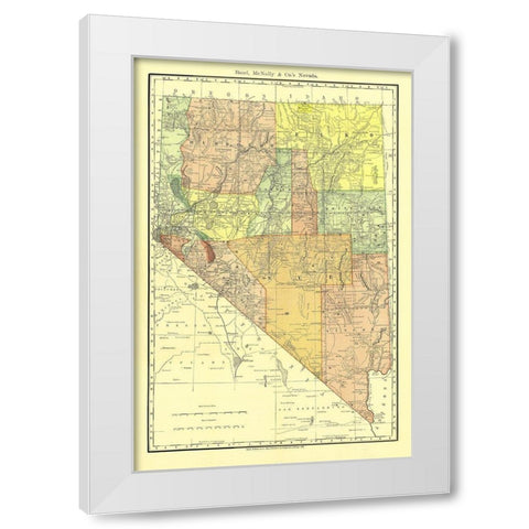 Nevada - Rand McNally 1893 White Modern Wood Framed Art Print by Rand McNally