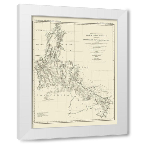 Explorations Nevada Arizona - Wheeler 1871 White Modern Wood Framed Art Print by Wheeler