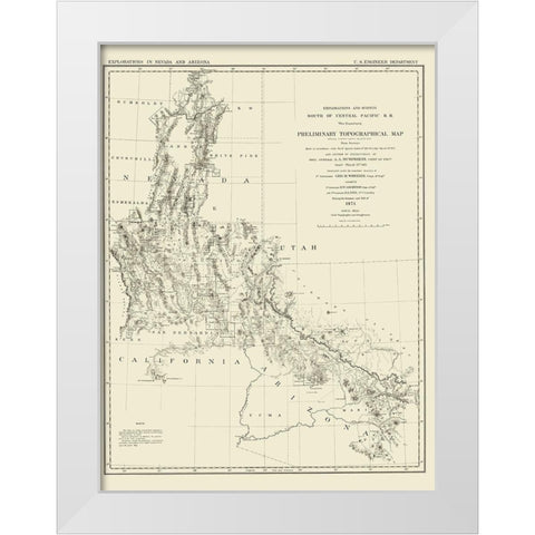 Explorations Nevada Arizona - Wheeler 1871 White Modern Wood Framed Art Print by Wheeler